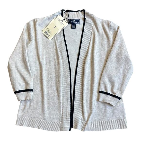Seven Manor NYC beige open-front sweater with 3/4 length sleeves small cardigan - Picture 1 of 10